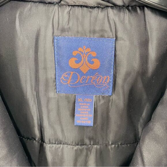 Dereon Black Women's Puffer Long Jacket size Juniors XL - Picture 2 of 3